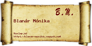 Blanár Mónika névjegykártya